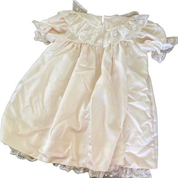 C. I. Castro & Co Dress Lined Lace Trim Round Collar Puffed Sleeves Cream Sz 3T - Picture 2 of 5
